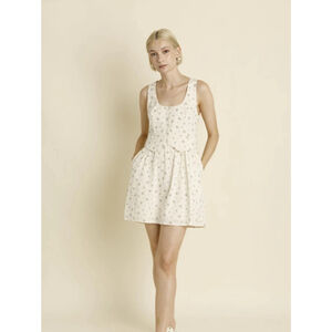 Aureum Cream Blue Floral Vest Mini Dress M